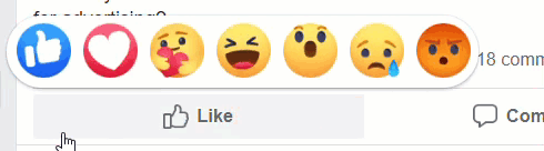 The emotional reactions bar on the social media network Facebook
